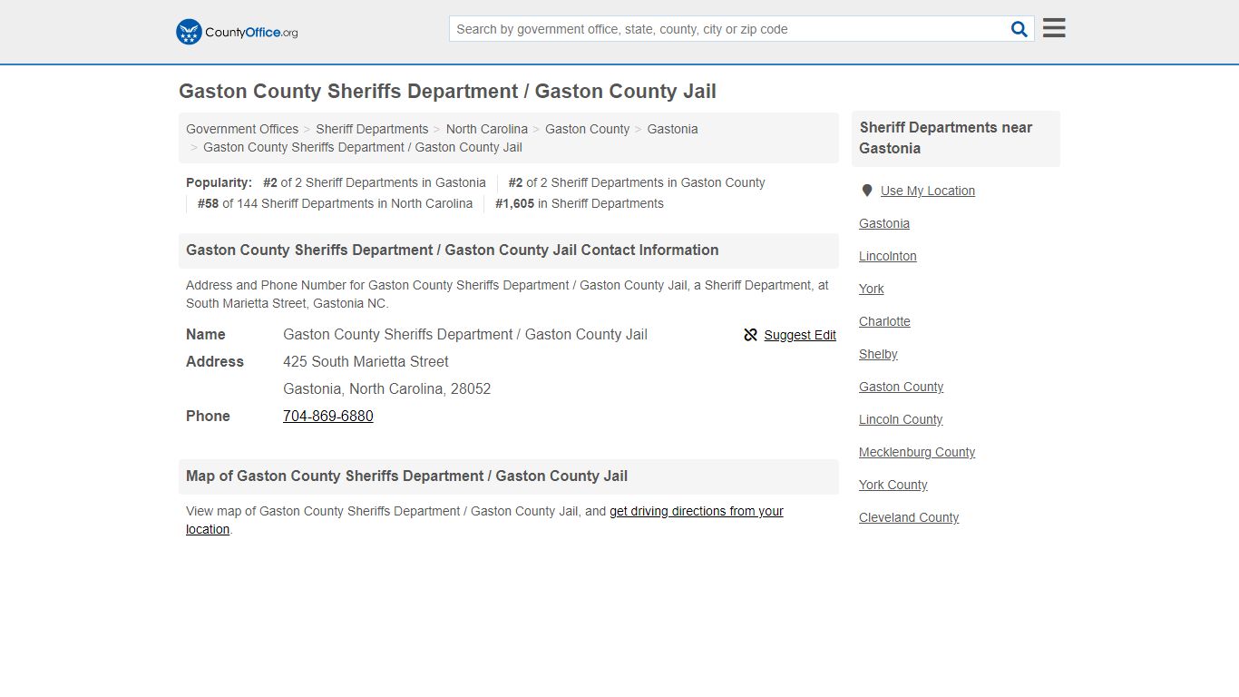 Gaston County Sheriffs Department / Gaston County Jail ...